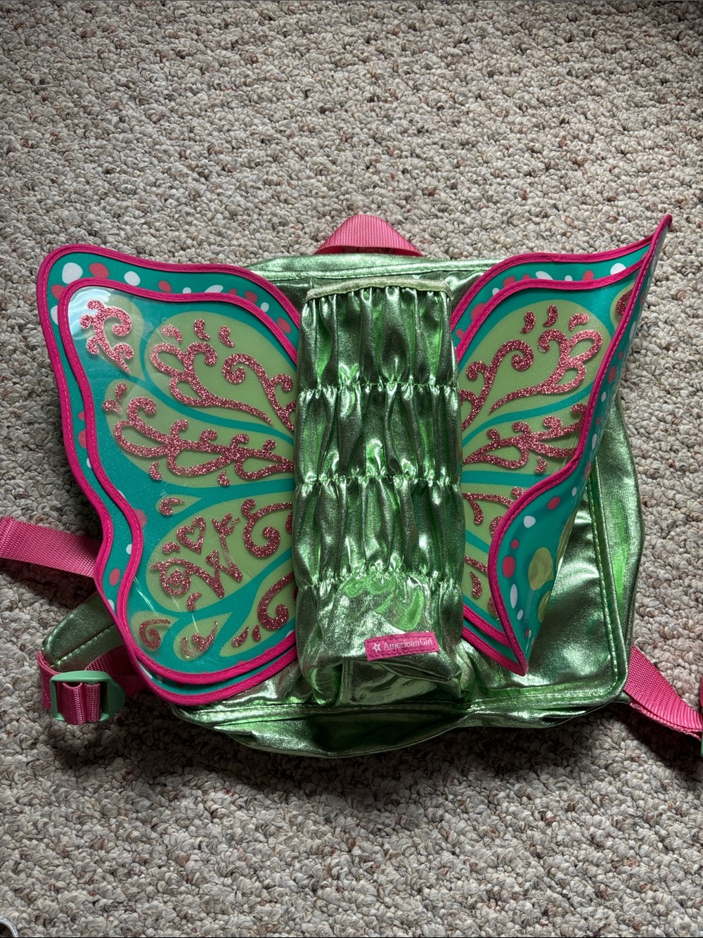 American Girl Doll Green Metallic Butterfly Wings Backpack